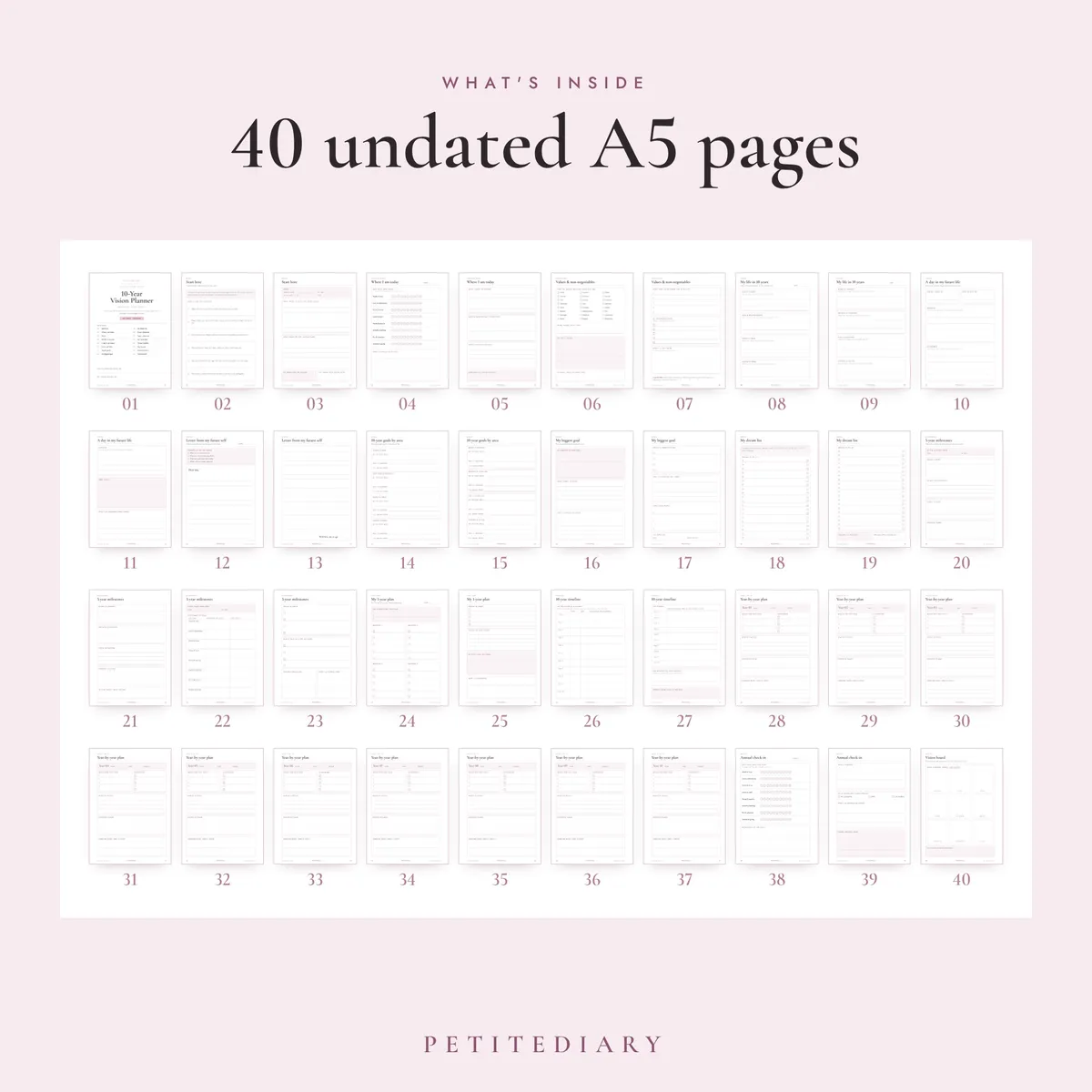 10 Year Vision Planner A5 & Half Letter Inserts, image 2