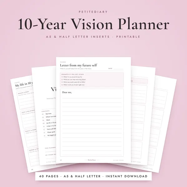 10 Year Vision Planner A5 & Half Letter Inserts