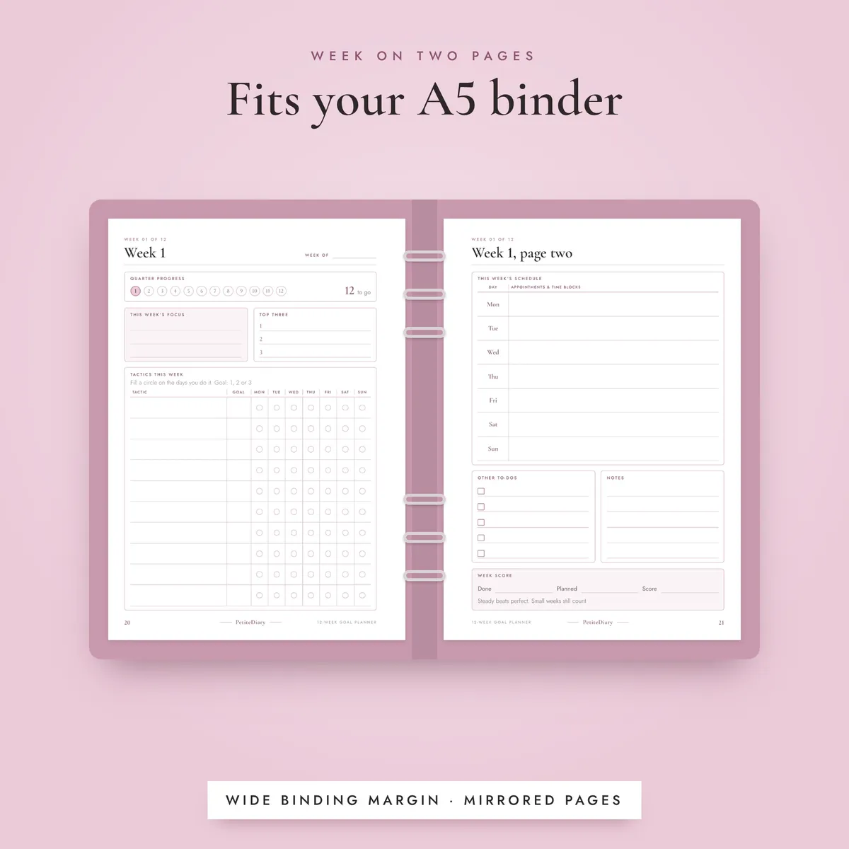 12 Week Goal Planner A5 & Half Letter Inserts, image 4