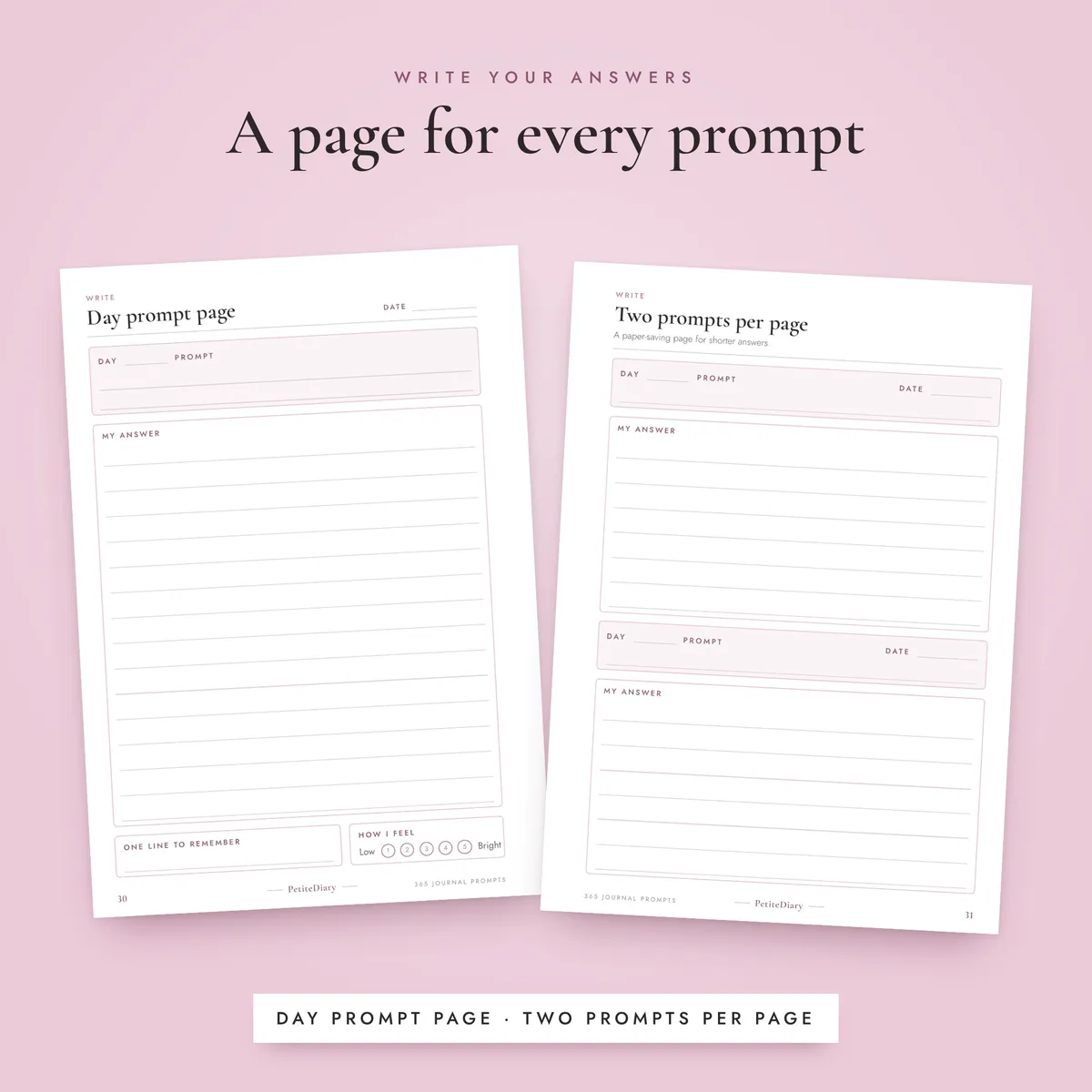 365 Journal Prompts A5 & Half Letter Inserts, image 4