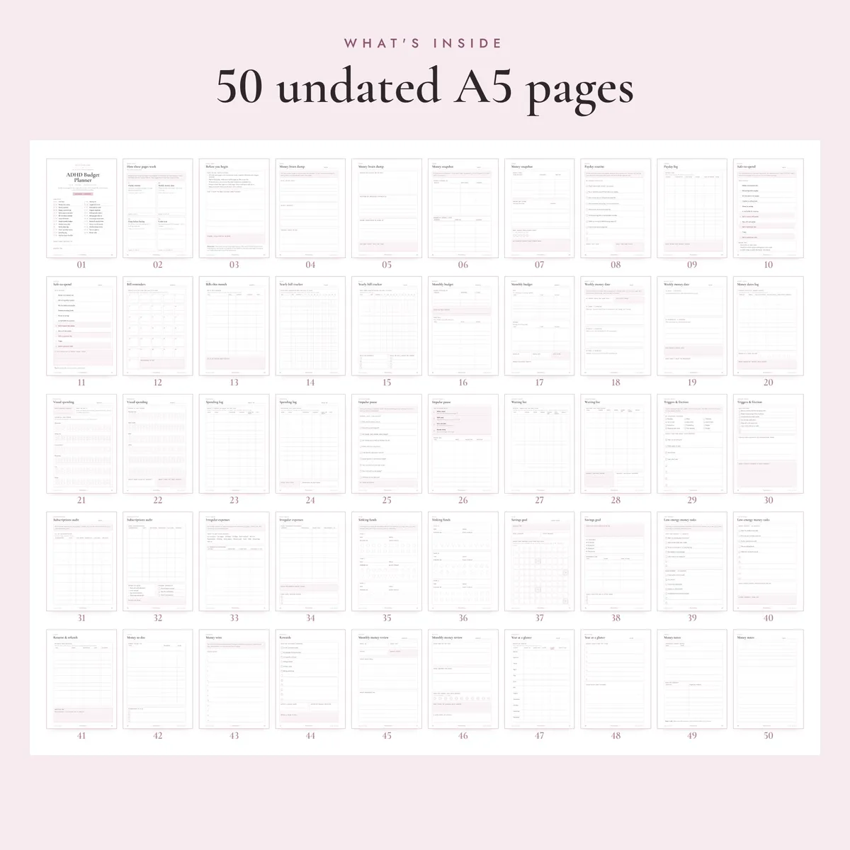 ADHD Budget Planner A5 & Half Letter Inserts, image 2