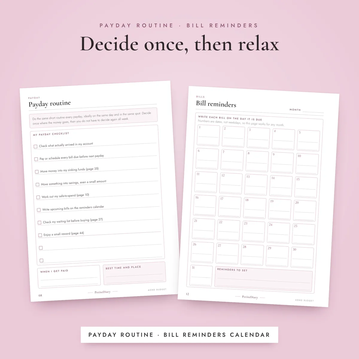 ADHD Budget Planner A5 & Half Letter Inserts, image 4