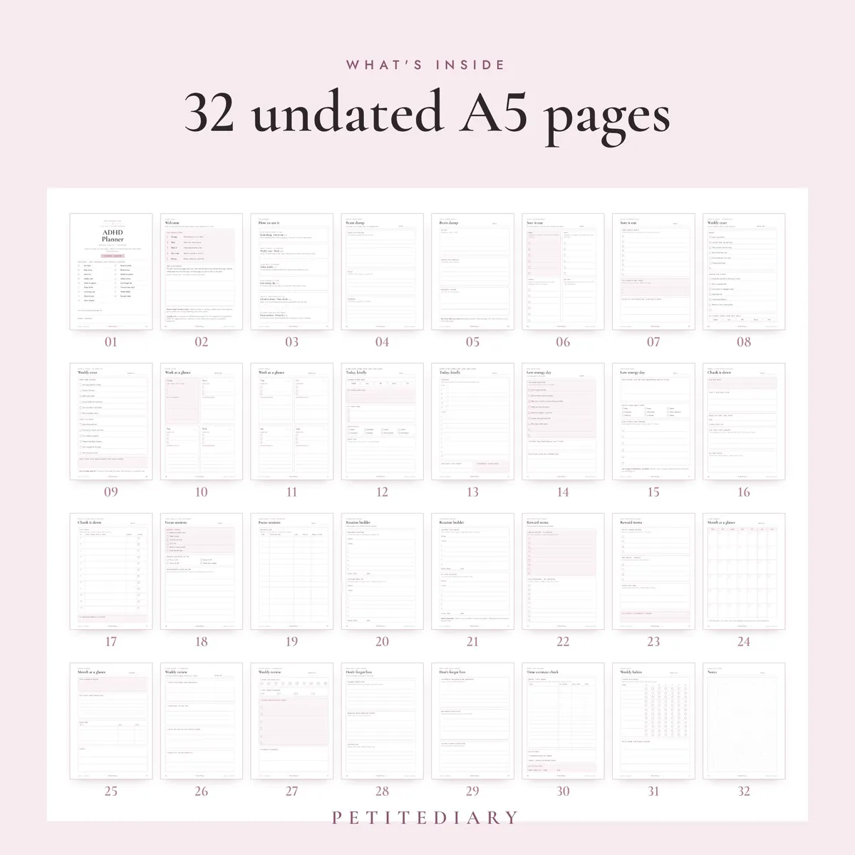 ADHD Planner for Adults A5 & Half Letter Inserts, image 2