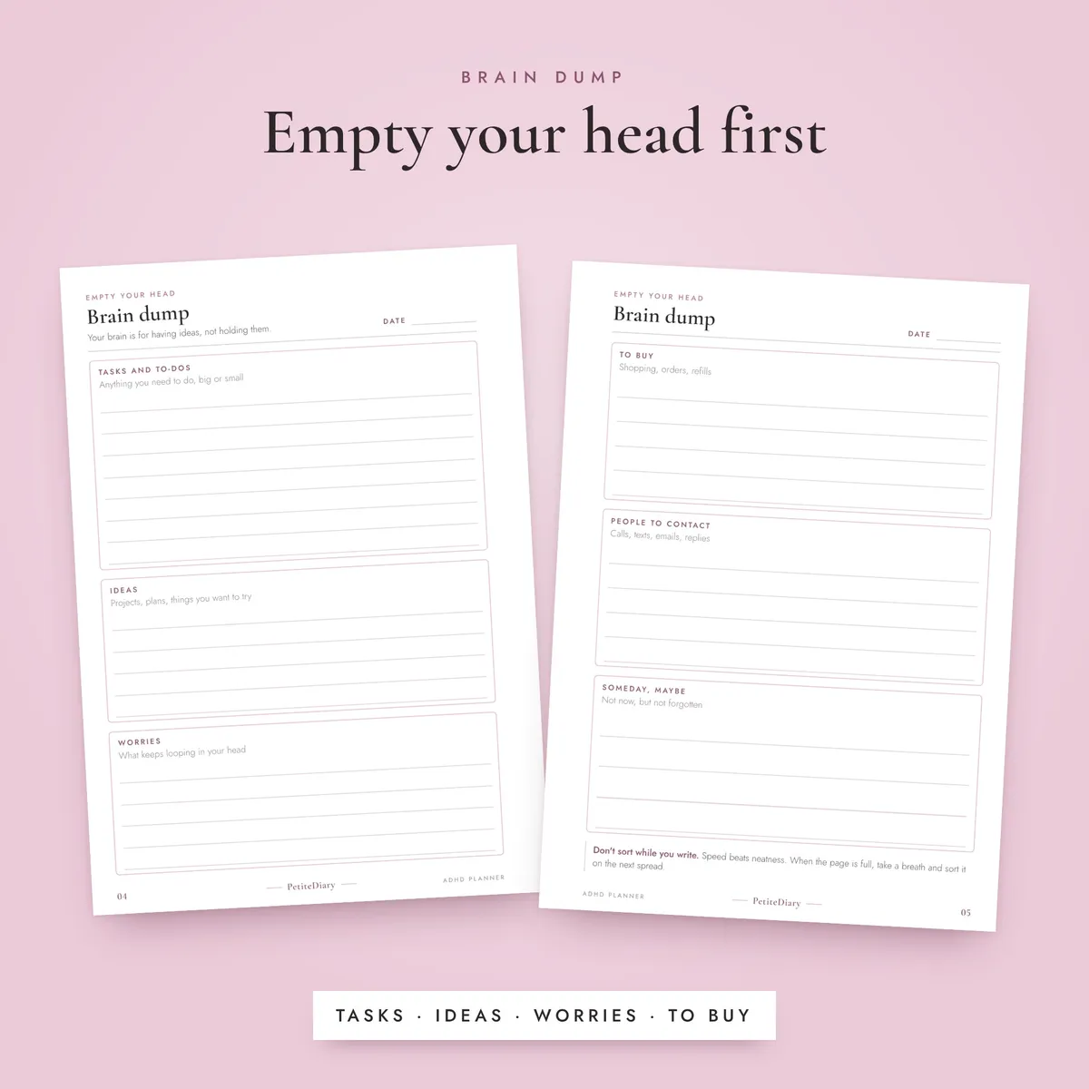 ADHD Planner for Adults A5 & Half Letter Inserts, image 4