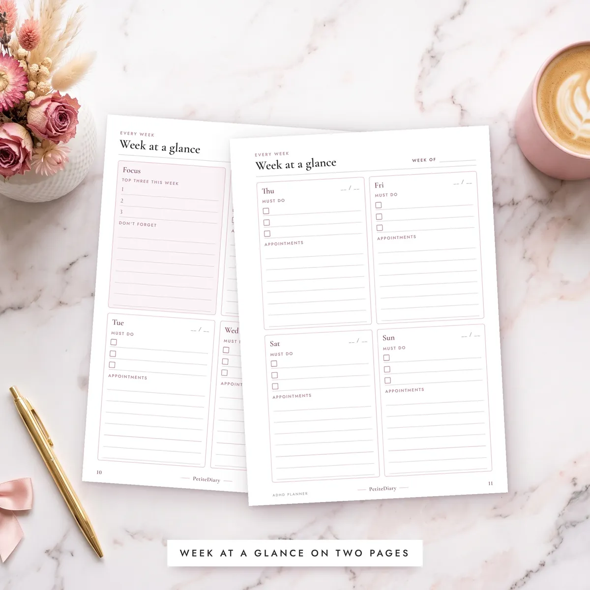 ADHD Planner for Adults A5 & Half Letter Inserts, image 5