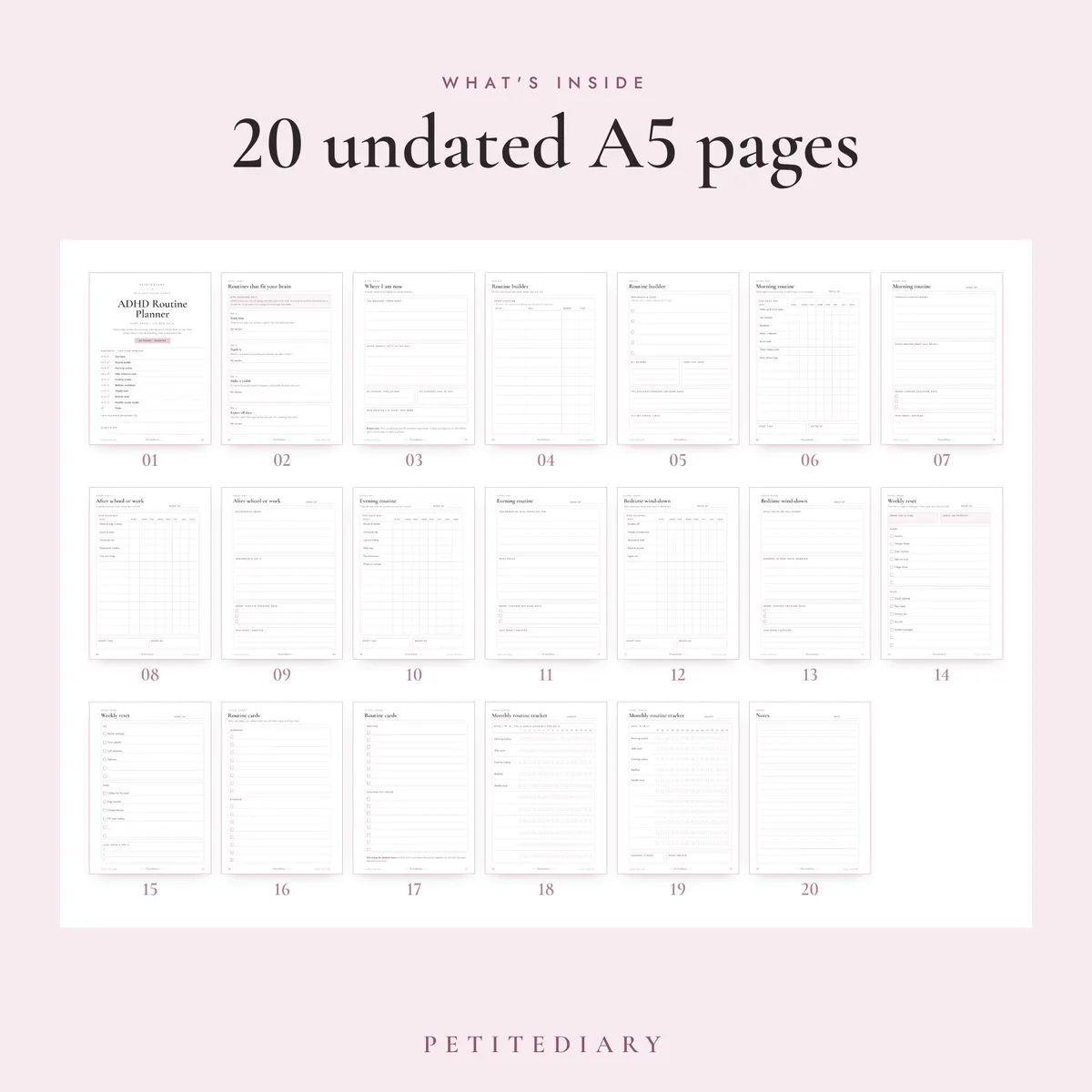 ADHD Routine Planner A5 & Half Letter Inserts, image 2