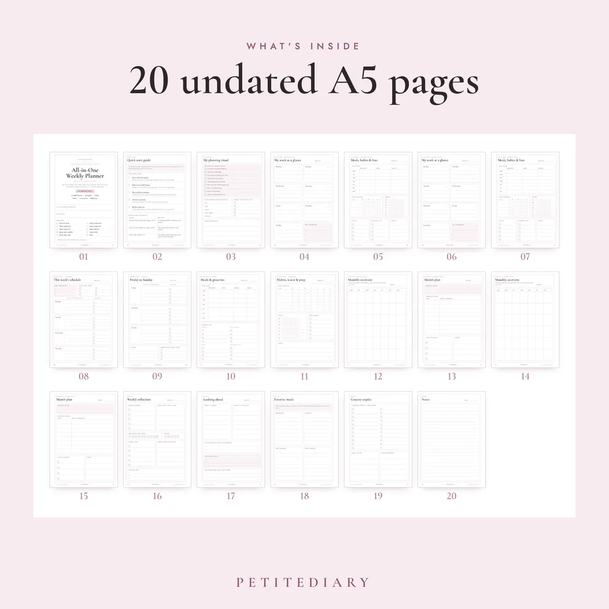 All in One Weekly Planner A5 & Half Letter Inserts, image 2