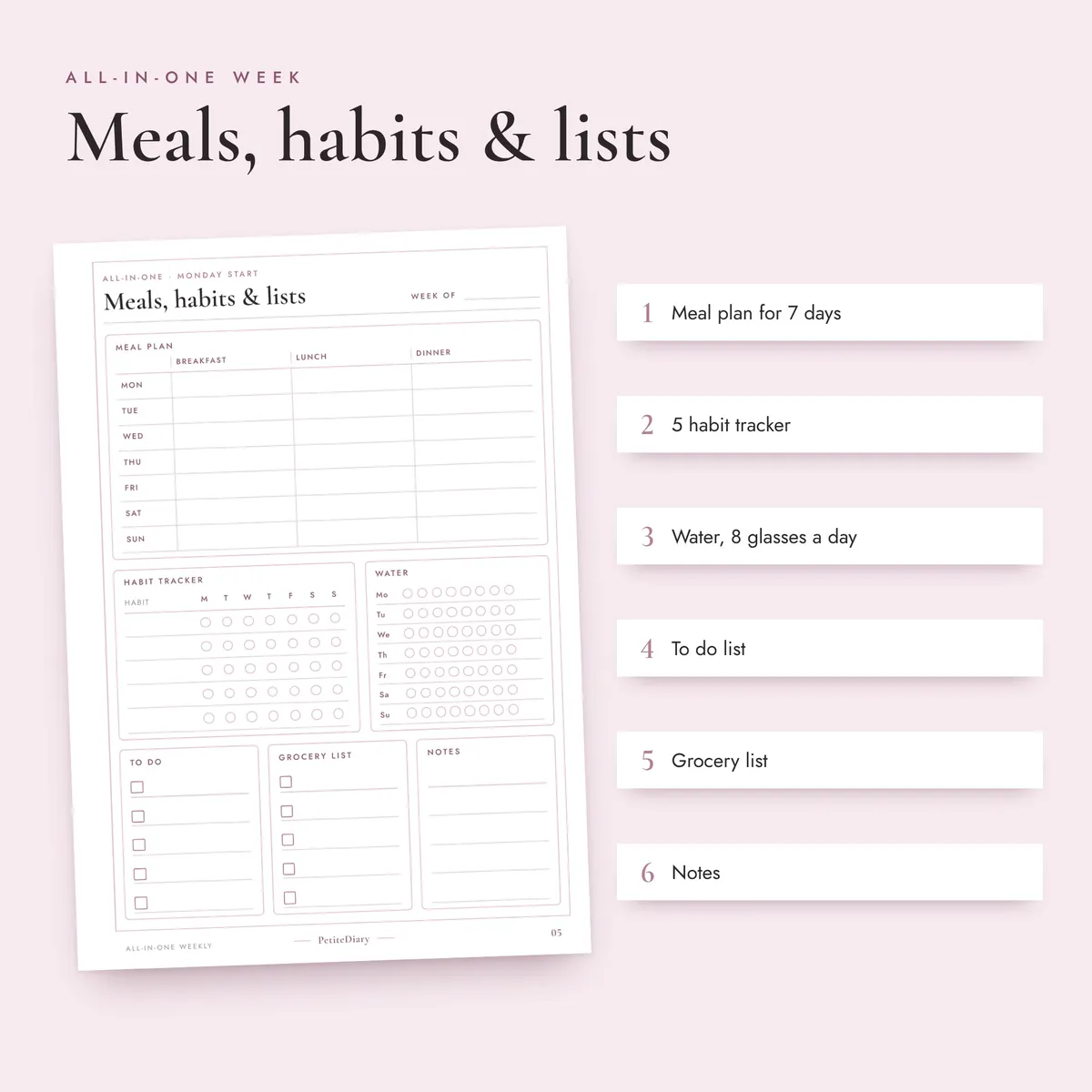All in One Weekly Planner A5 & Half Letter Inserts, image 3