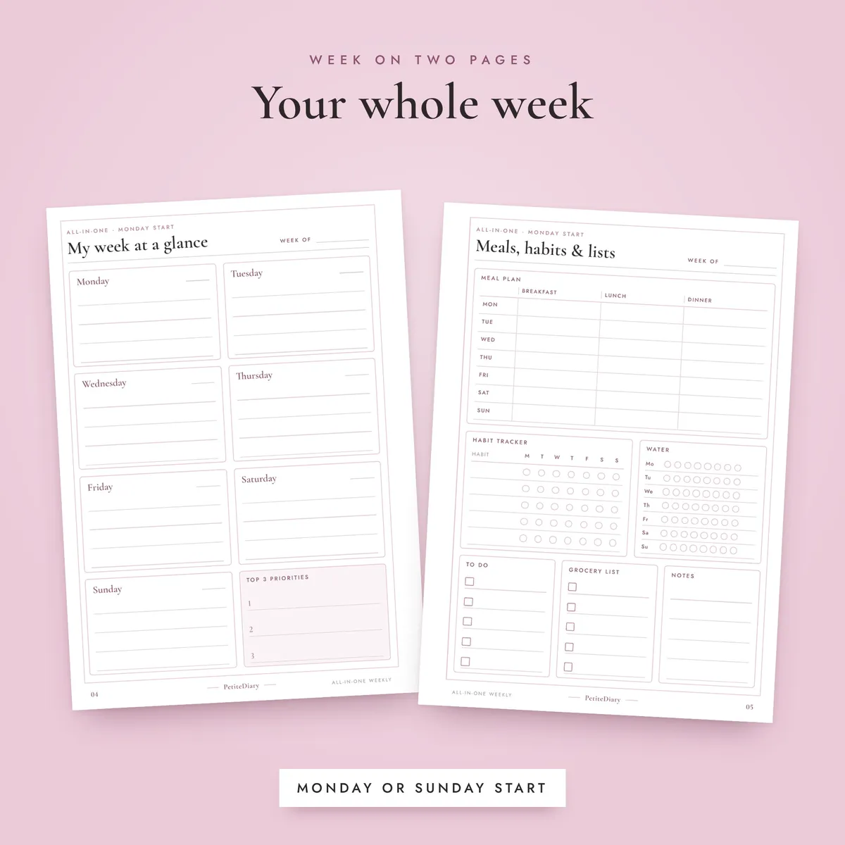All in One Weekly Planner A5 & Half Letter Inserts, image 4
