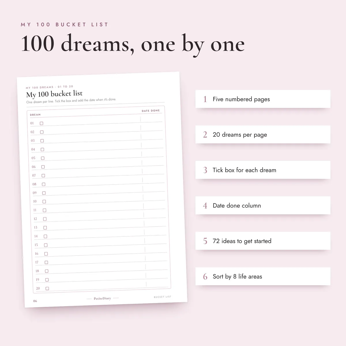 Bucket List Journal A5 & Half Letter Inserts, image 3