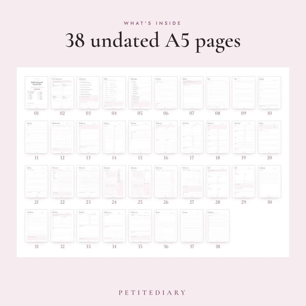 Bullet Journal A5 & Half Letter Inserts, image 2