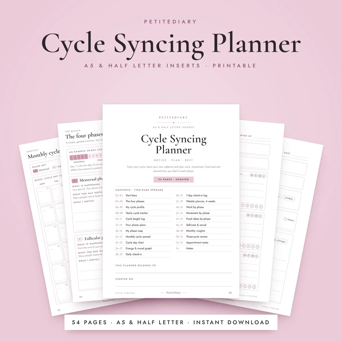 Cycle Syncing Planner A5 & Half Letter Inserts