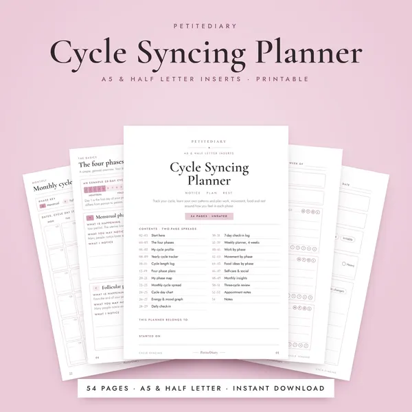 Cycle Syncing Planner A5 & Half Letter Inserts