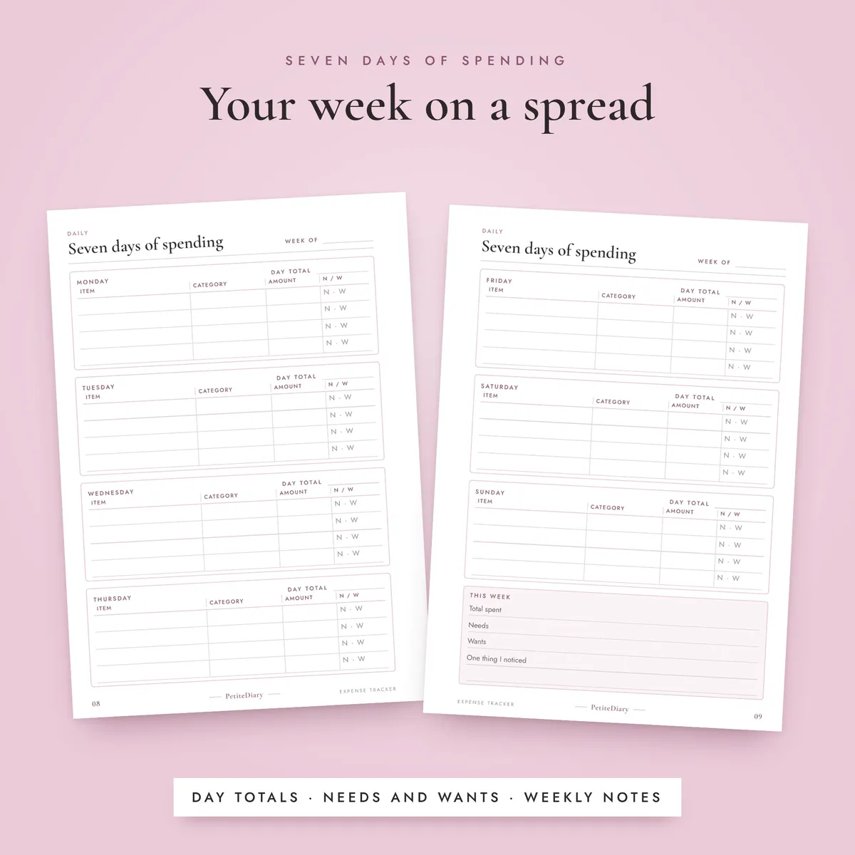 Daily Expense Tracker A5 & Half Letter Inserts, image 4