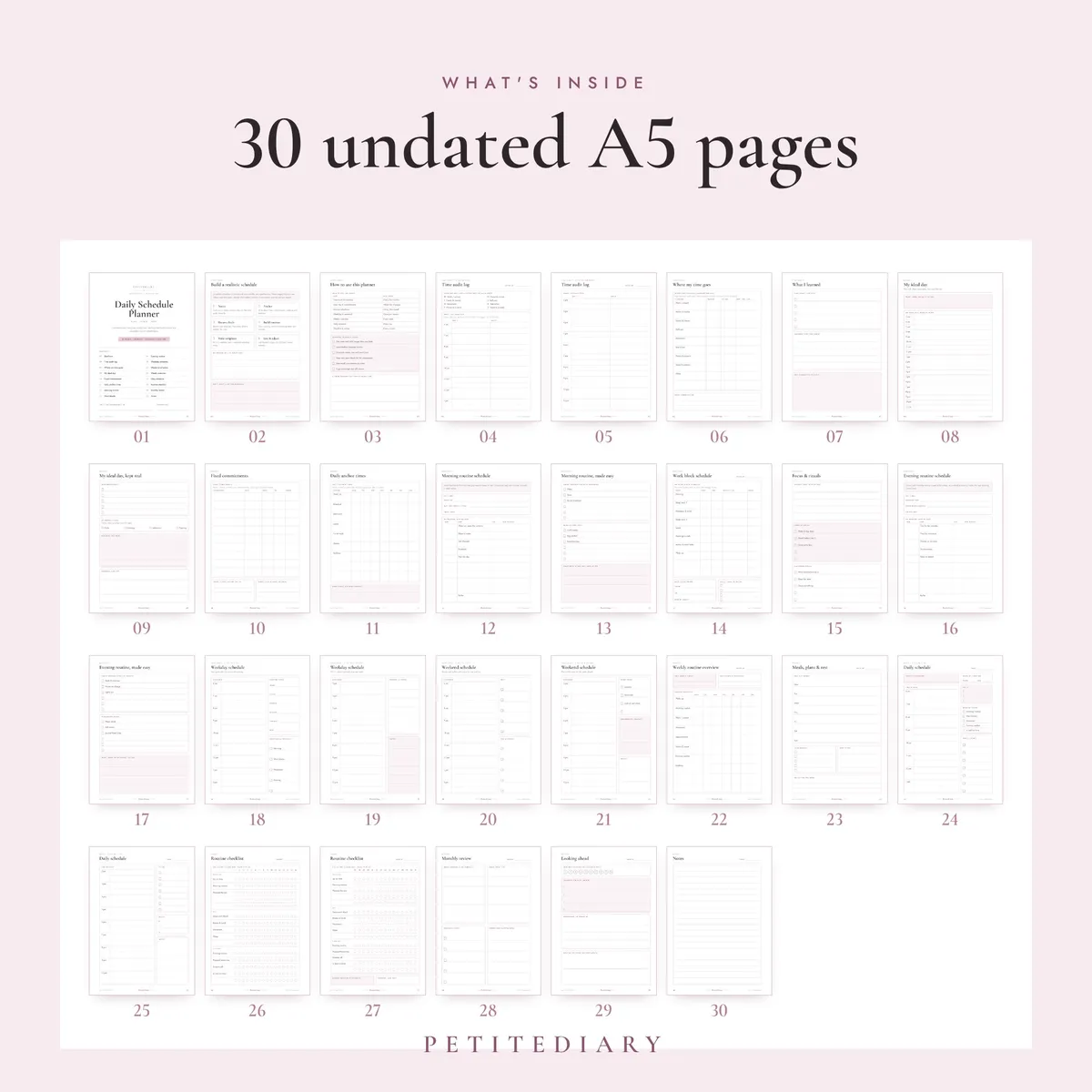 Daily Schedule Planner A5 & Half Letter Inserts, image 2