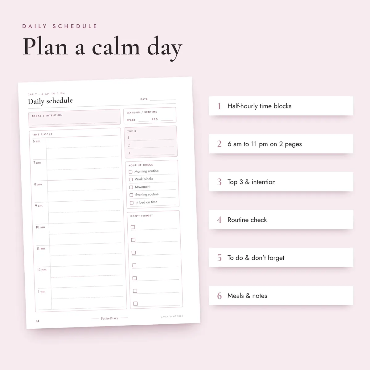 Daily Schedule Planner A5 & Half Letter Inserts, image 3