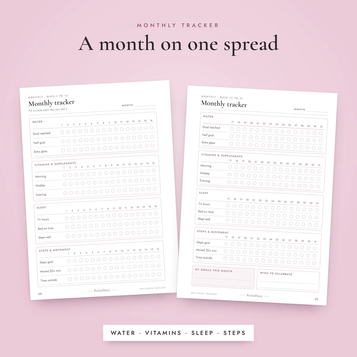 Daily Wellness Tracker A5 & Half Letter Inserts, image 4