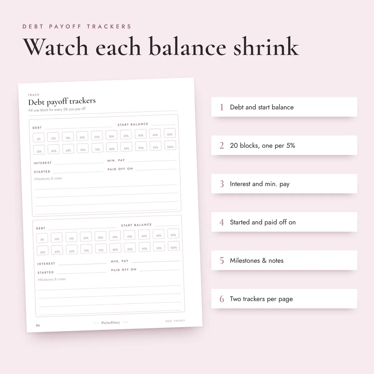Debt Payoff Tracker A5 & Half Letter Inserts, image 3