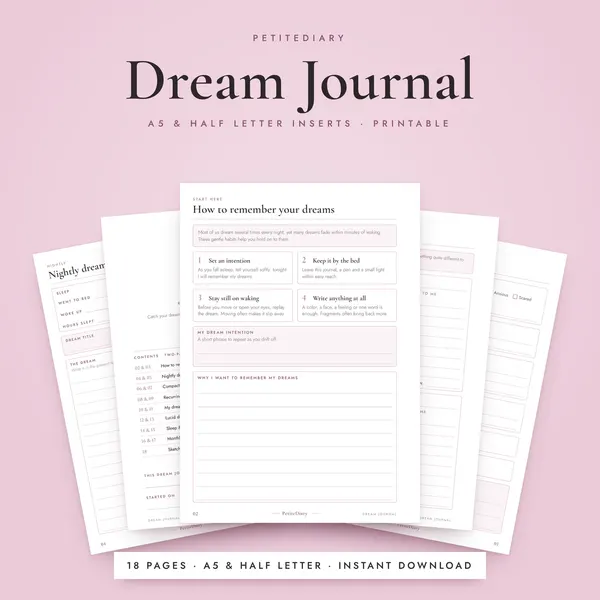 Dream Journal A5 & Half Letter Inserts