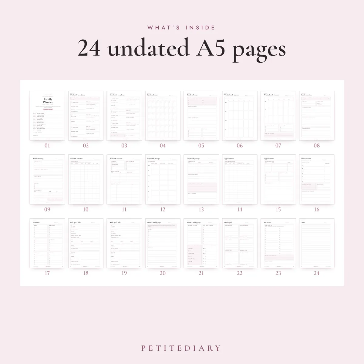 Family Planner A5 & Half Letter Inserts, image 2