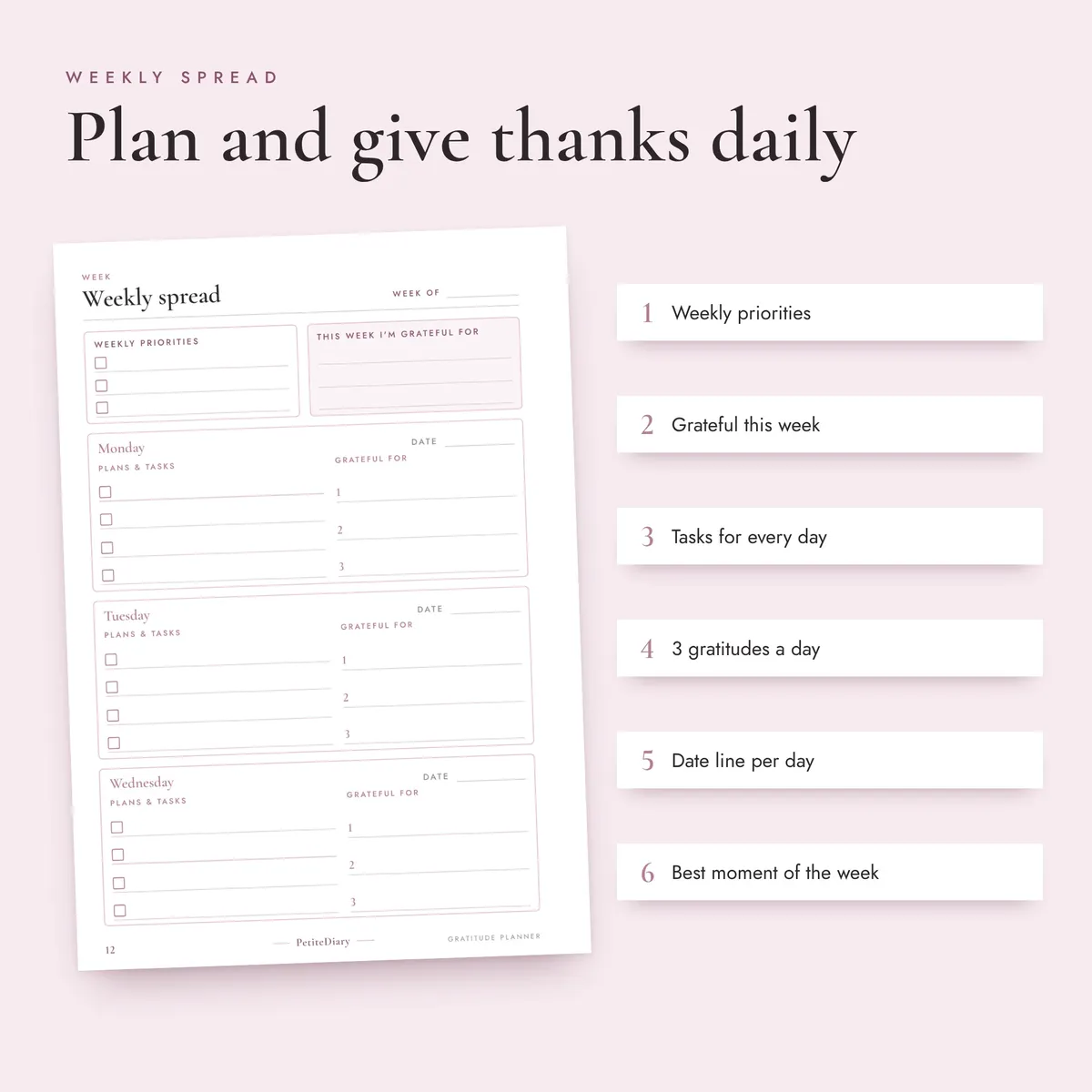 Gratitude Planner A5 & Half Letter Inserts, image 3
