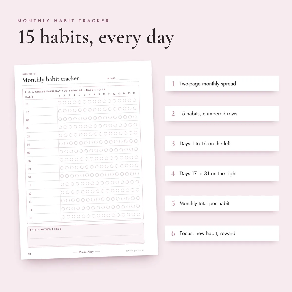 Habit Tracker Journal A5 & Half Letter Inserts, image 3