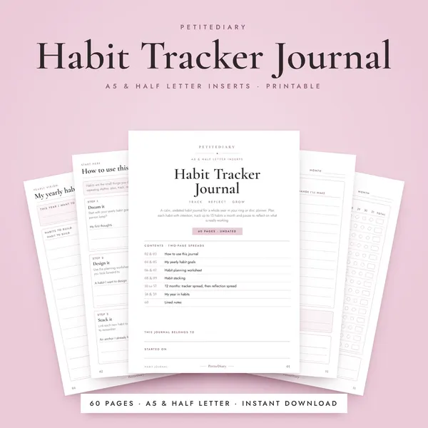 Habit Tracker Journal A5 & Half Letter Inserts