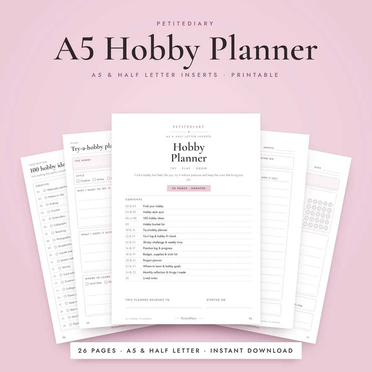 A5 Hobby Planner