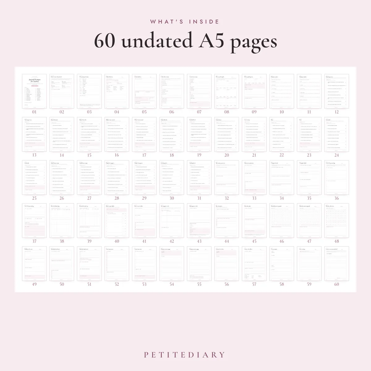 Journal Prompts for Anxiety A5 & Half Letter Inserts, image 2