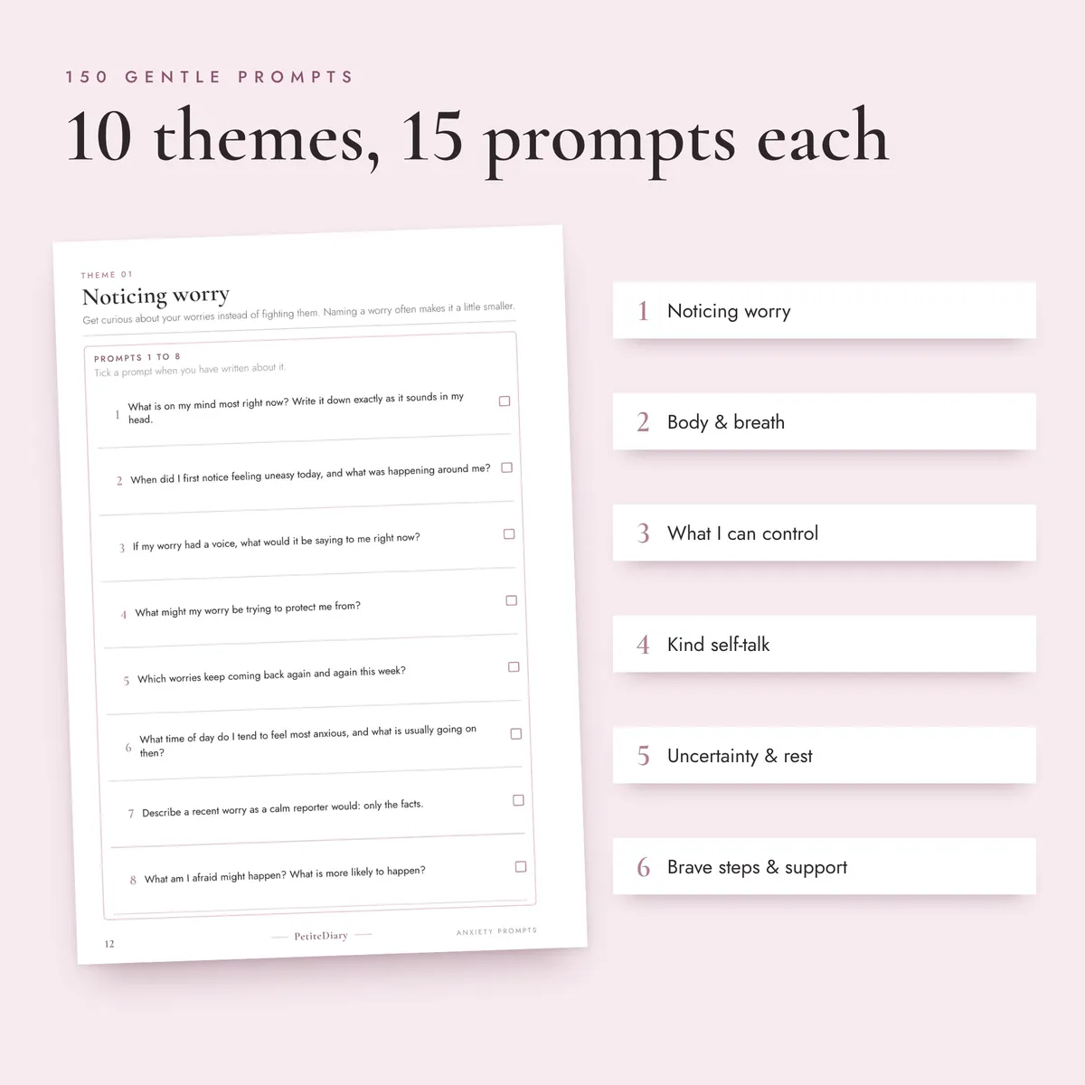 Journal Prompts for Anxiety A5 & Half Letter Inserts, image 3