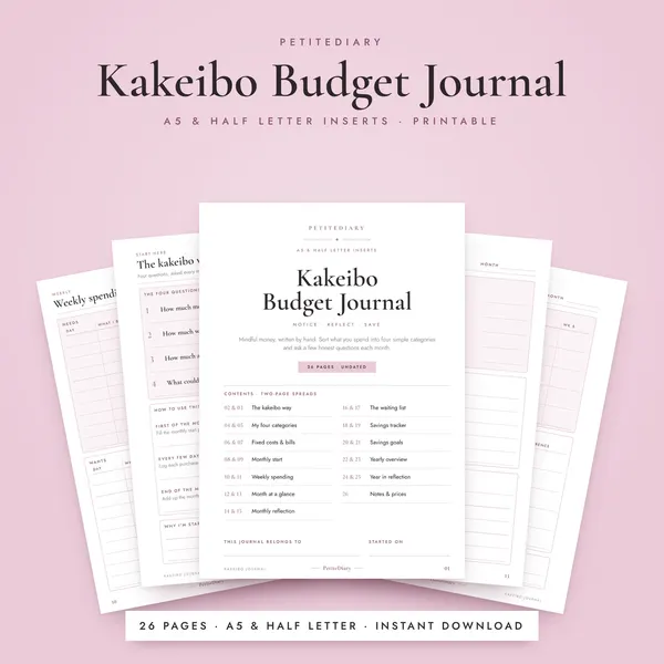 Kakeibo Budget Journal A5 & Half Letter Inserts