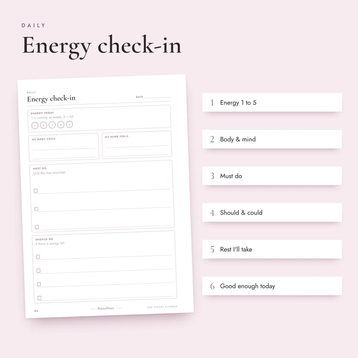 Low Energy Planner A5 & Half Letter Inserts, image 3