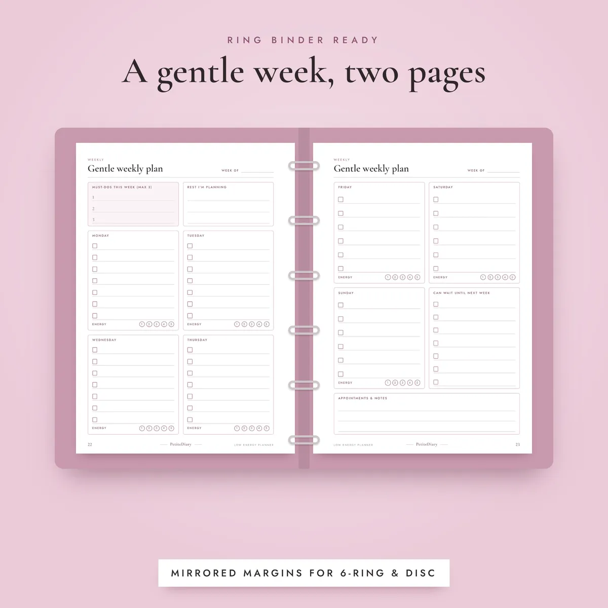 Low Energy Planner A5 & Half Letter Inserts, image 4