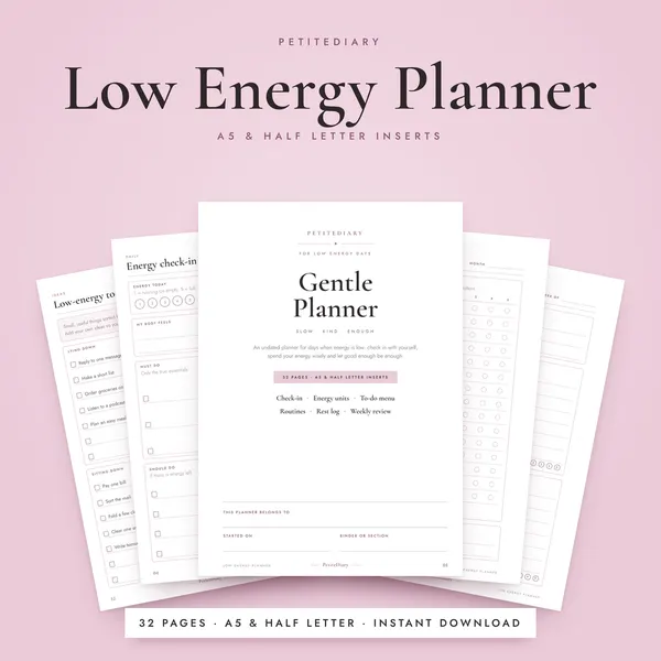 Low Energy Planner A5 & Half Letter Inserts