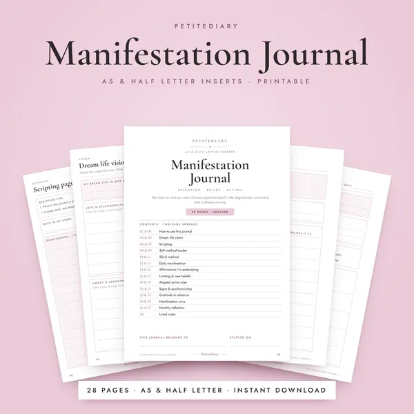 Manifestation Journal A5 & Half Letter Inserts
