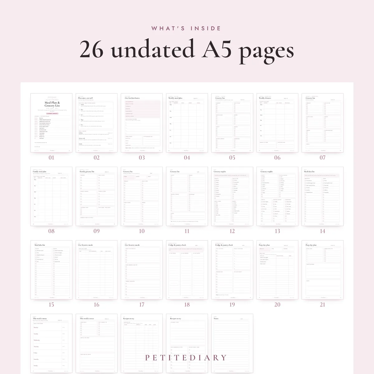 Meal Plan & Grocery List A5 & Half Letter Inserts, image 2