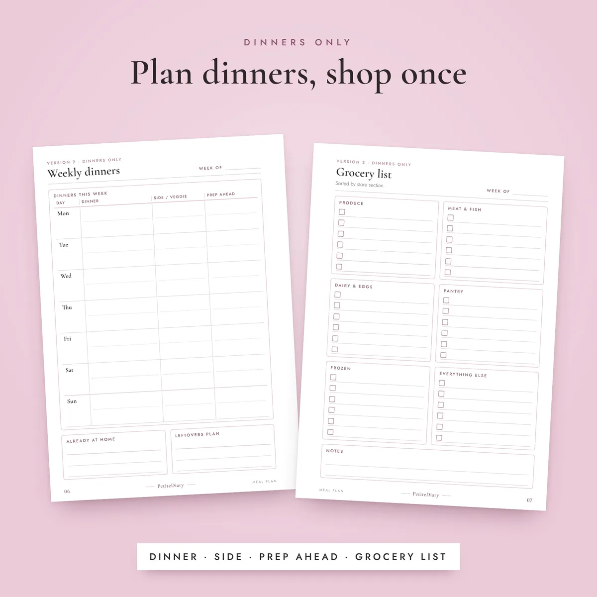Meal Plan & Grocery List A5 & Half Letter Inserts, image 4