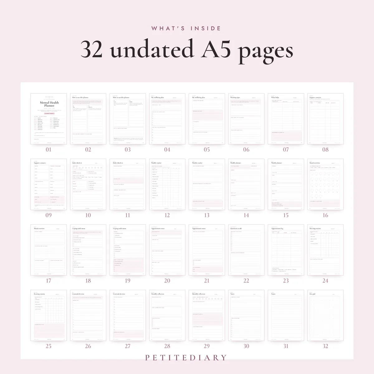 Mental Health Planner A5 & Half Letter Inserts, image 2