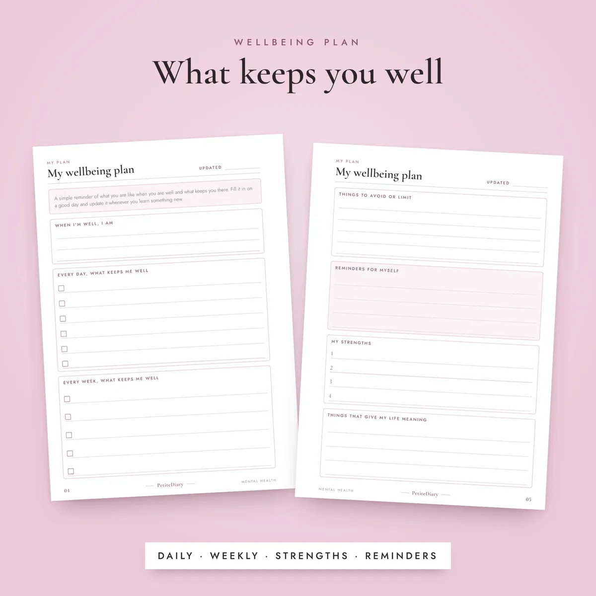 Mental Health Planner A5 & Half Letter Inserts, image 4