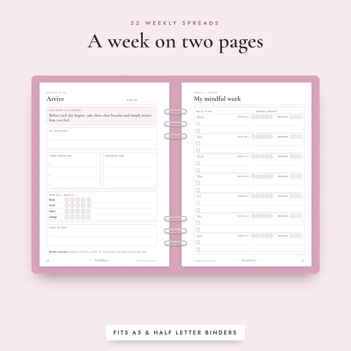 Mindful Planner A5 & Half Letter Inserts, image 4