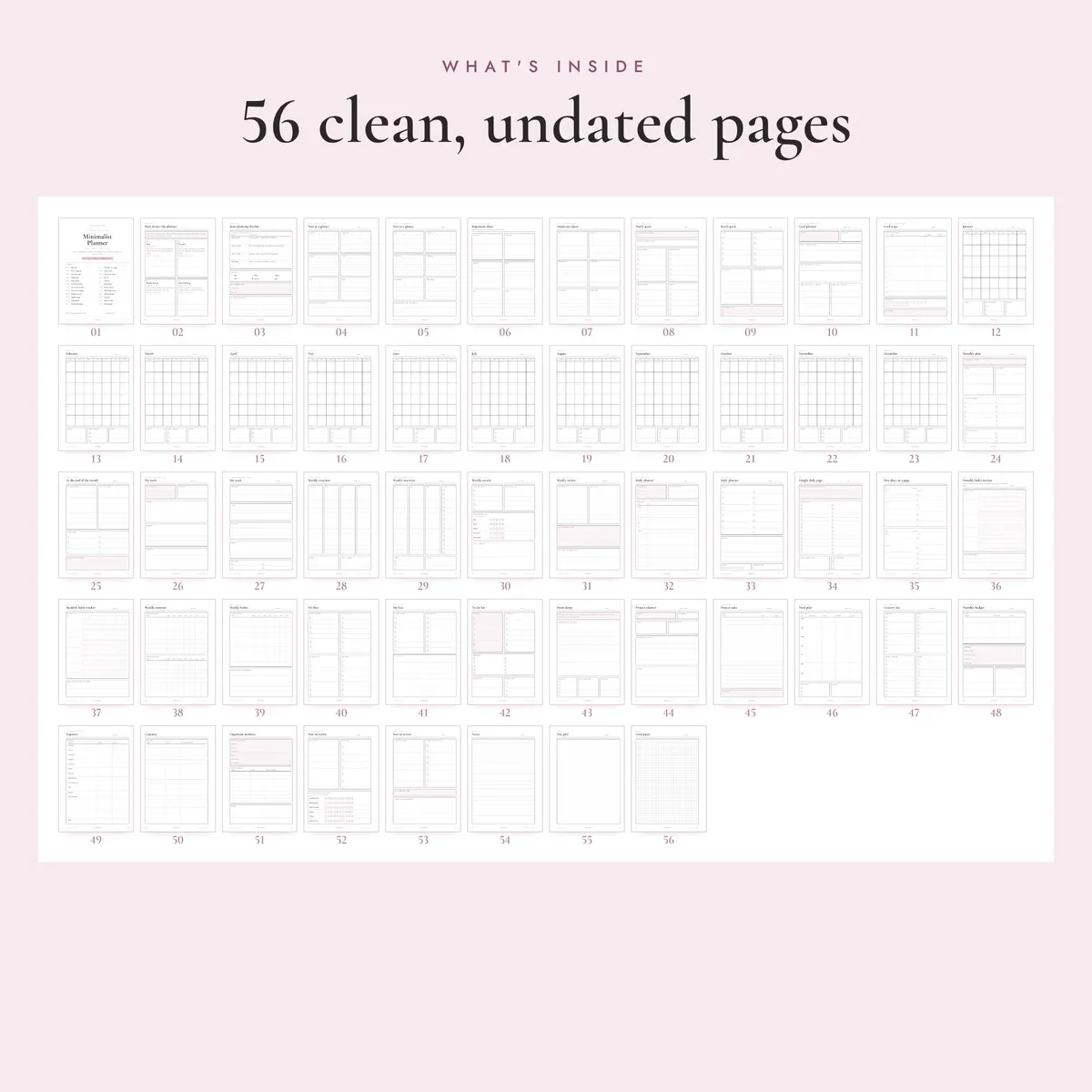 Minimalist Planner A5 & Half Letter Inserts, image 2