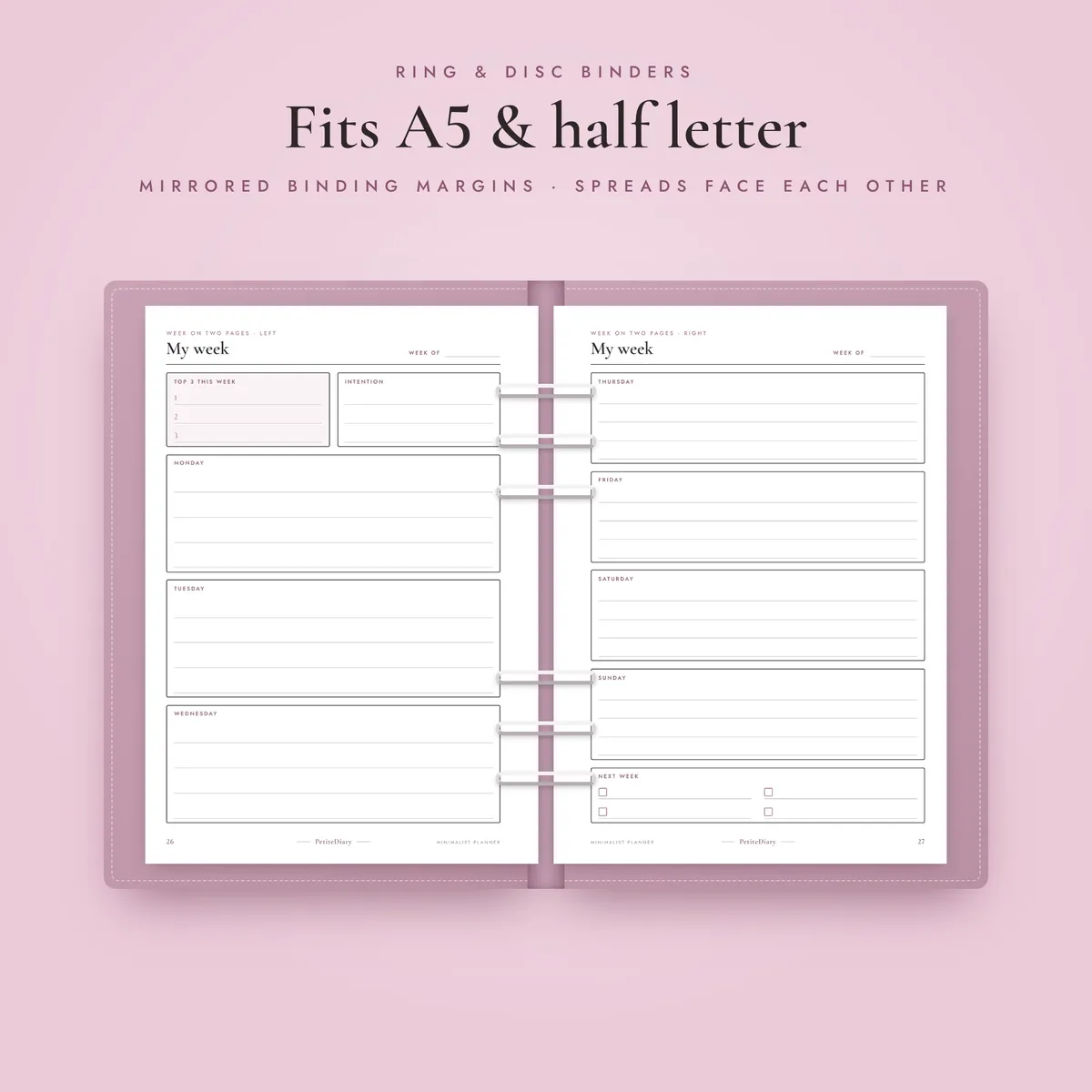 Minimalist Planner A5 & Half Letter Inserts, image 3