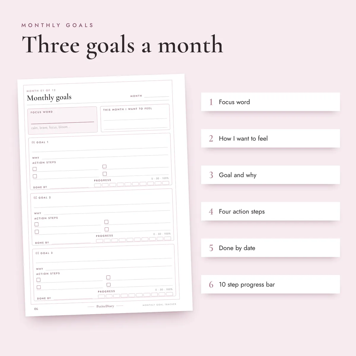 Monthly Goal Tracker A5 & Half Letter Inserts, image 3