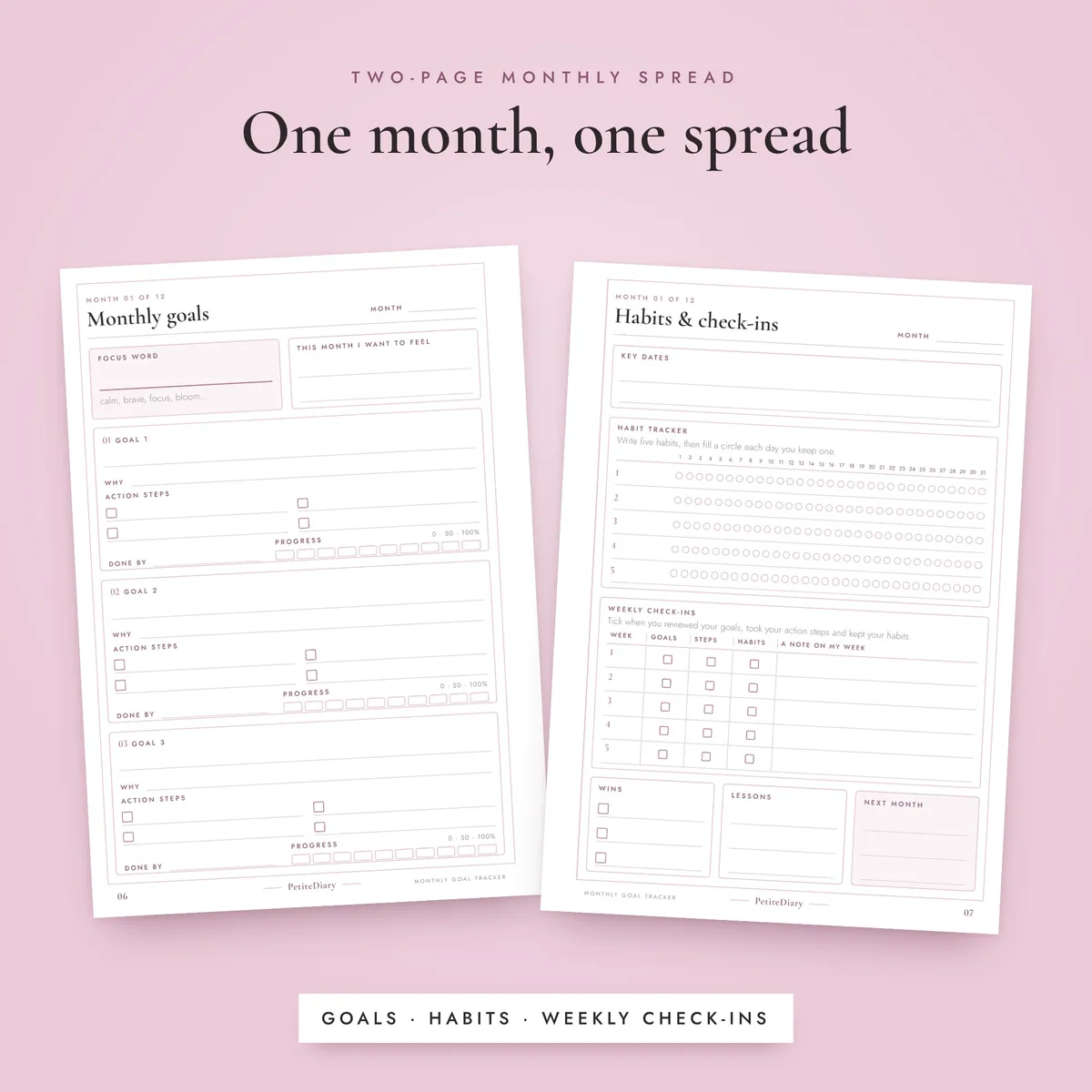 Monthly Goal Tracker A5 & Half Letter Inserts, image 4