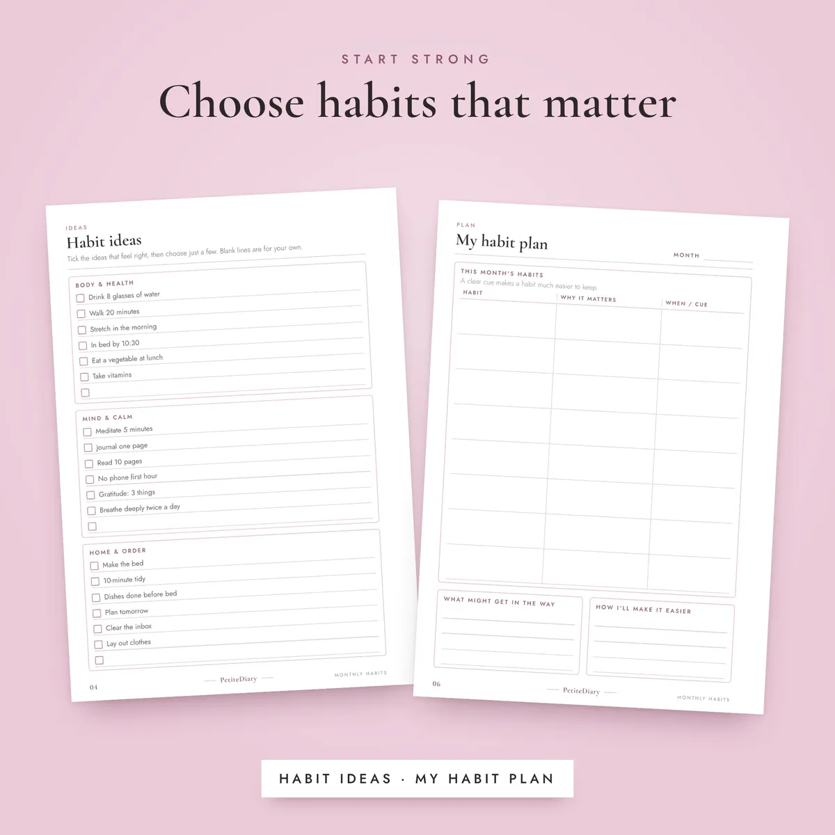 Monthly Habit Tracker A5 & Half Letter Inserts, image 4