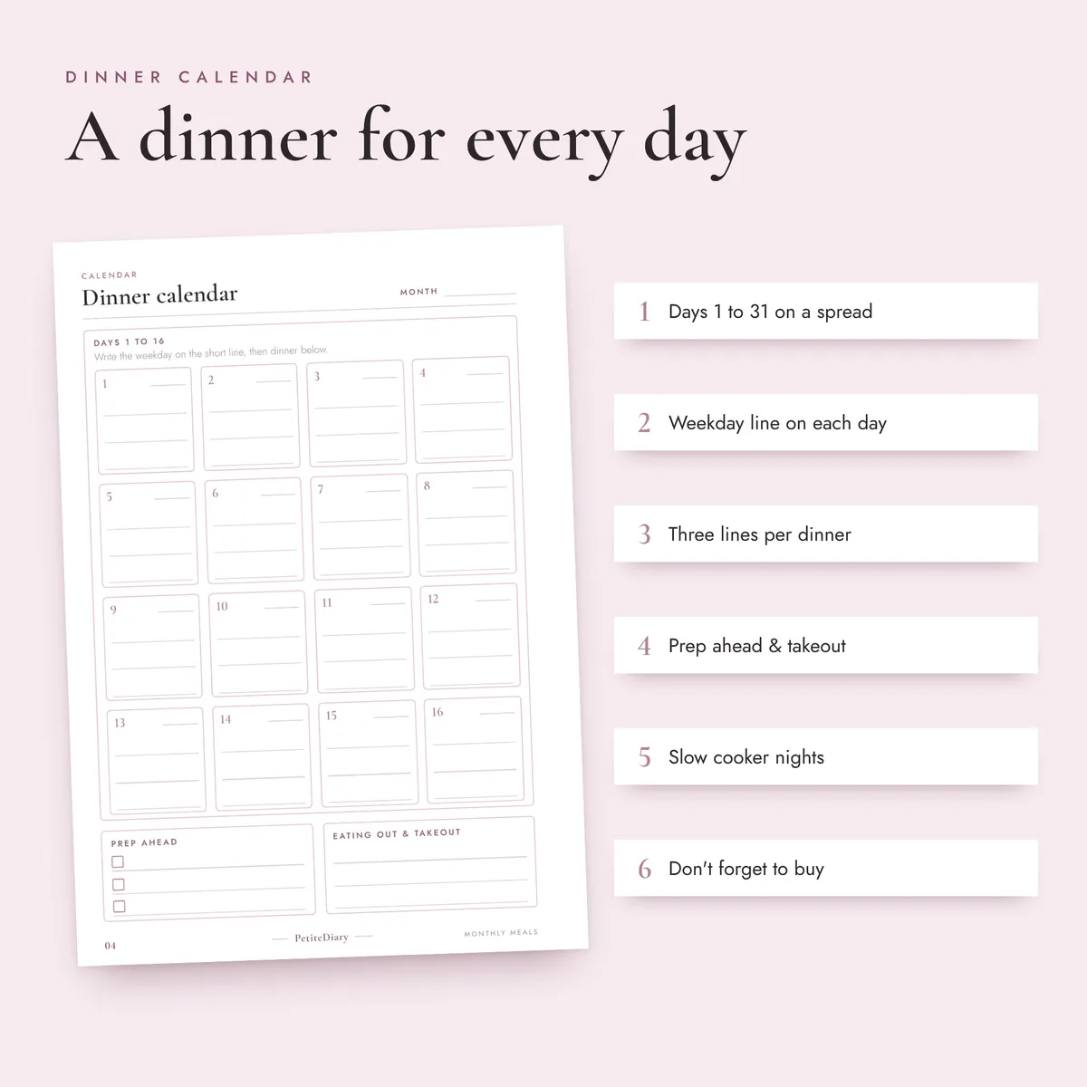 Monthly Meal Planner A5 & Half Letter Inserts, image 3