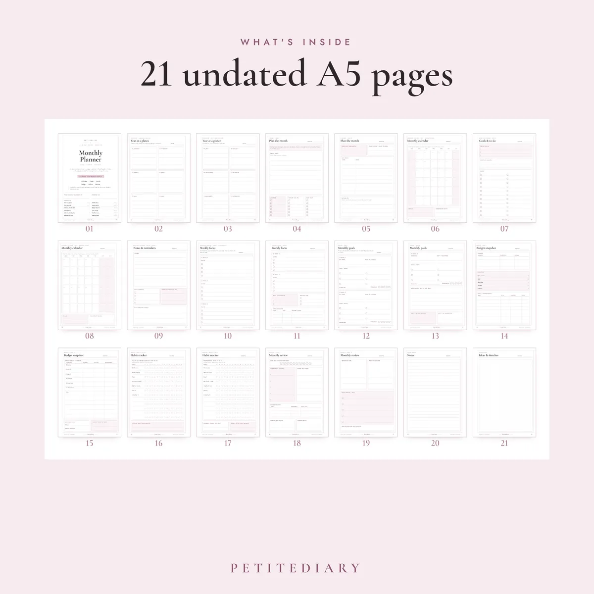 Monthly Planner with Goals A5 & Half Letter Inserts, image 2