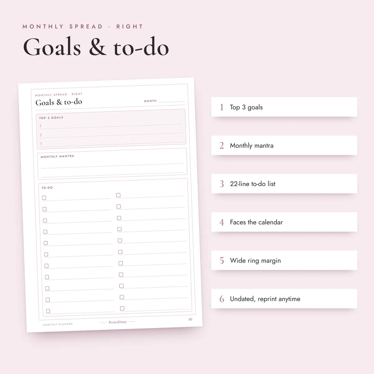 Monthly Planner with Goals A5 & Half Letter Inserts, image 3