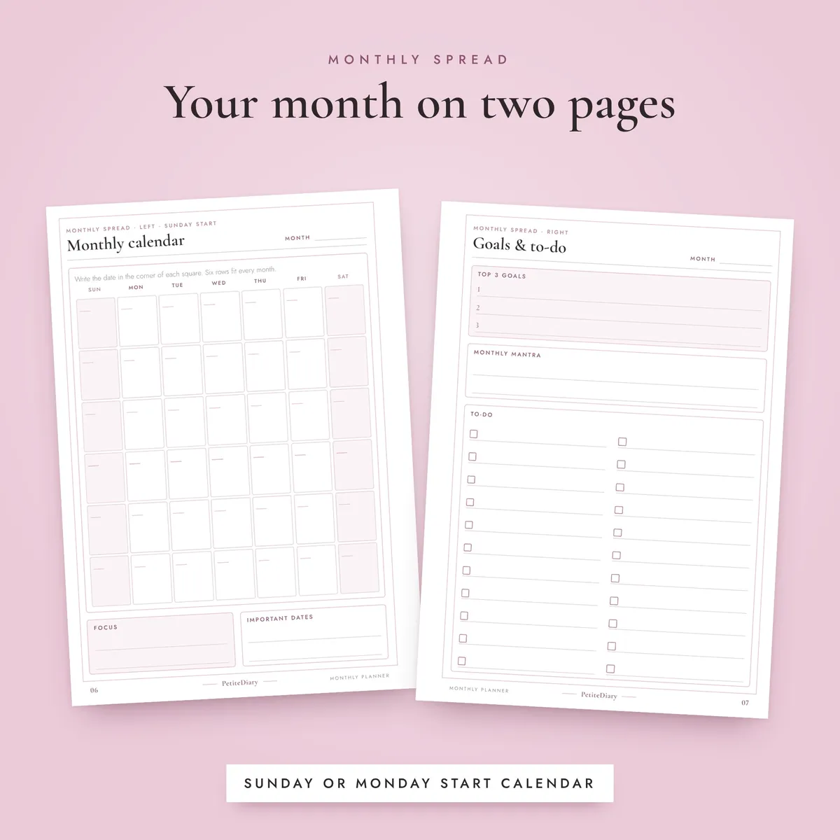 Monthly Planner with Goals A5 & Half Letter Inserts, image 4