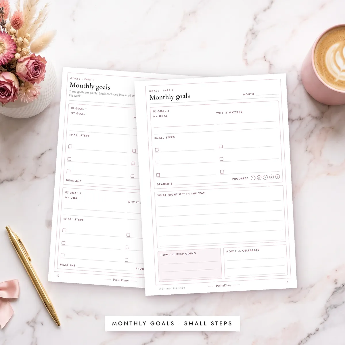 Monthly Planner with Goals A5 & Half Letter Inserts, image 5